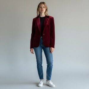 Susan Lewis Burgundy Fully Lined Velvet Blazer Size Large